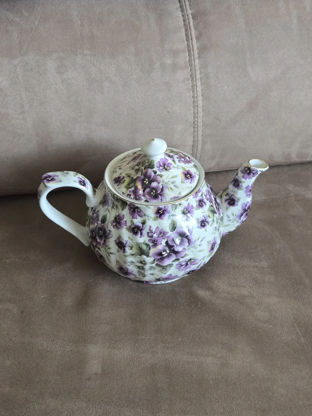 Porcelain Floral Teapot and Pink Rose Ceramic Arrangement - Home Accents